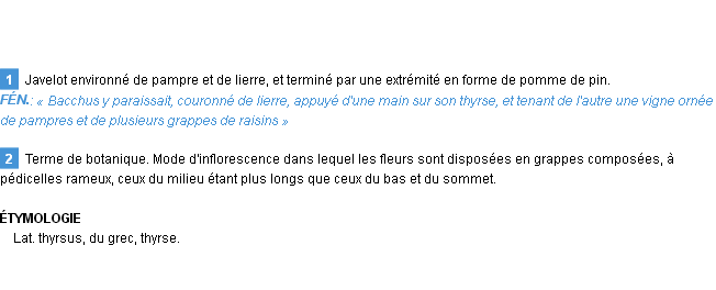 Définition thyrse Emile Littré