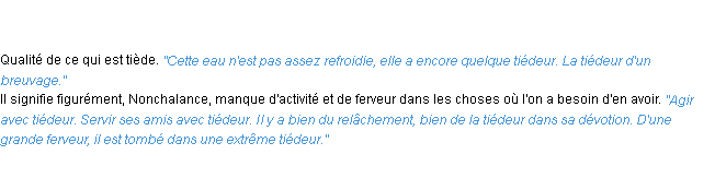 Définition tiédeur ACAD 1835