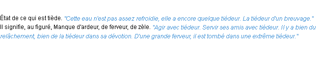 Définition tiédeur ACAD 1932