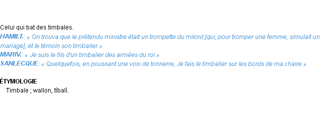 Définition timbalier Emile Littré