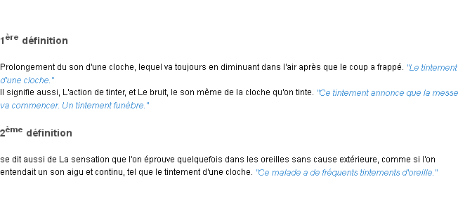 Définition tintement ACAD 1835