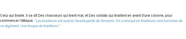 Définition tirailleur ACAD 1835