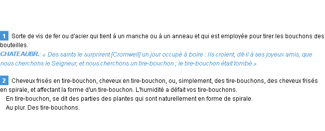 Définition tire-bouchon Emile Littré