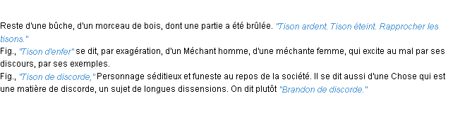 Définition tison ACAD 1932