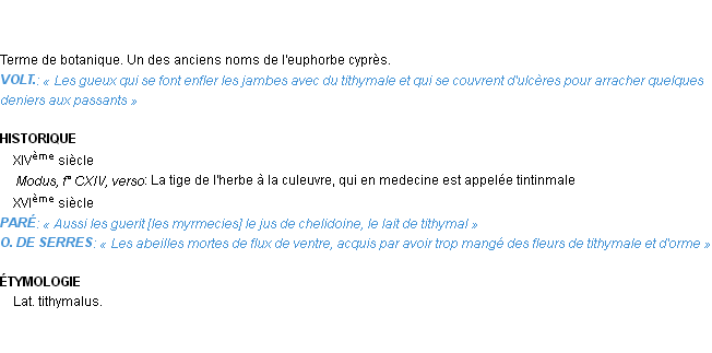 Définition tithymale Emile Littré