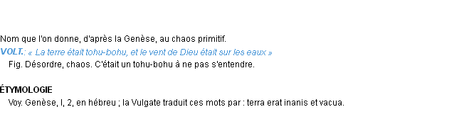 Définition tohu-bohu Emile Littré