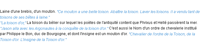 Définition toison ACAD 1932