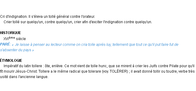 Définition tolle Emile Littré