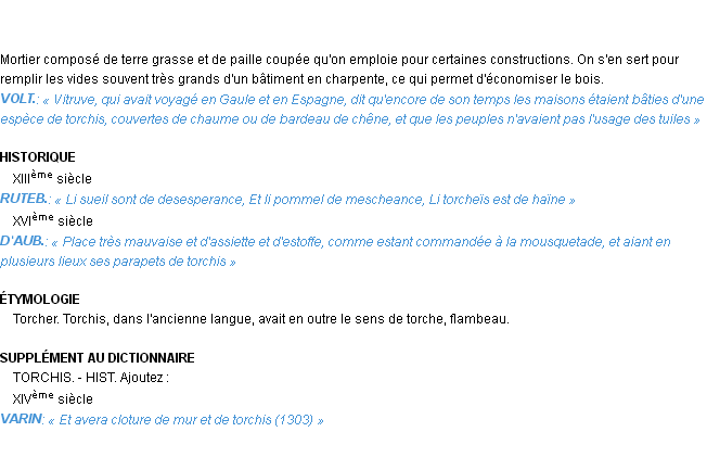 Définition torchis Emile Littré