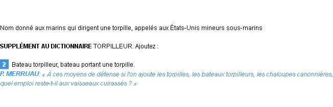 Définition torpilleur Emile Littré