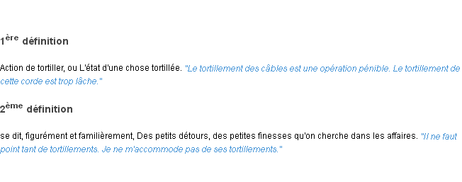 Définition tortillement ACAD 1835