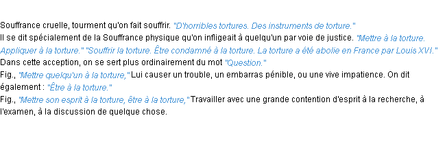 Définition torture ACAD 1932