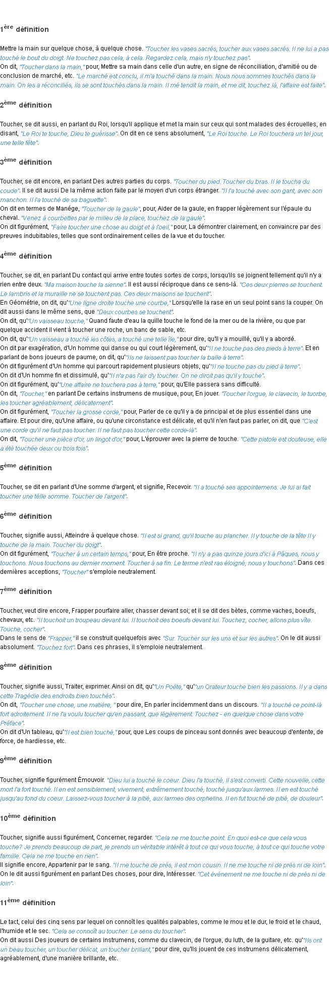 Définition toucher ACAD 1798