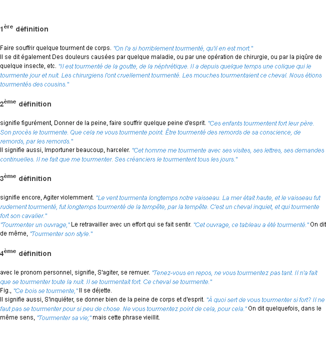Définition tourmenter ACAD 1835