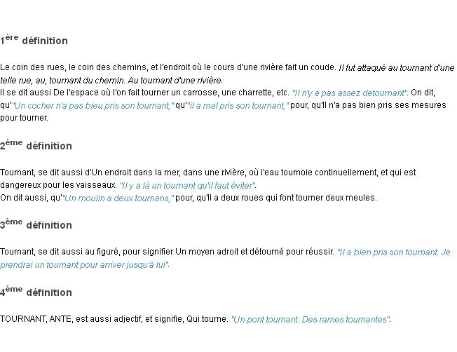 Définition tournant ACAD 1798