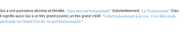 Définition tout-puissant ACAD 1932