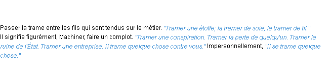 Définition tramer ACAD 1835