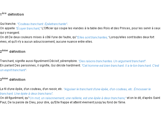 Définition tranchant ACAD 1798