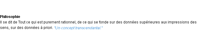 Définition transcendantal ACAD 1932