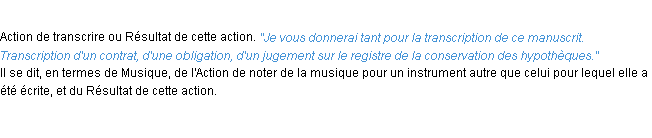 Définition transcription ACAD 1932