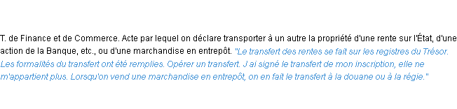 Définition transfert ACAD 1835