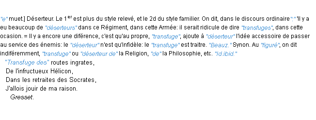 Définition transfuge JF.Feraud