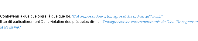 Définition transgresser ACAD 1835