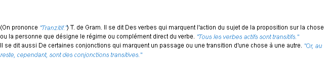 Définition transitif ACAD 1835