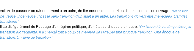 Définition transition ACAD 1932