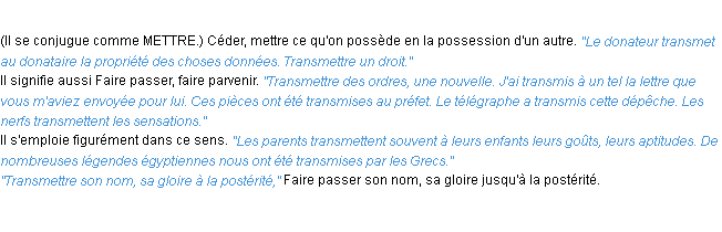 Définition transmettre