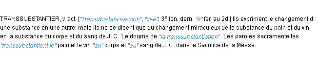 Définition transsubstantiation JF.Feraud