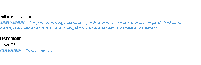 Définition traversement Emile Littré