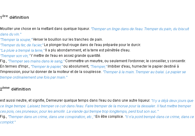 Définition tremper ACAD 1835