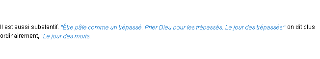 Définition trépassé ACAD 1835