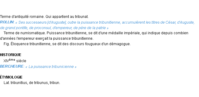 Définition tribunitien Emile Littré