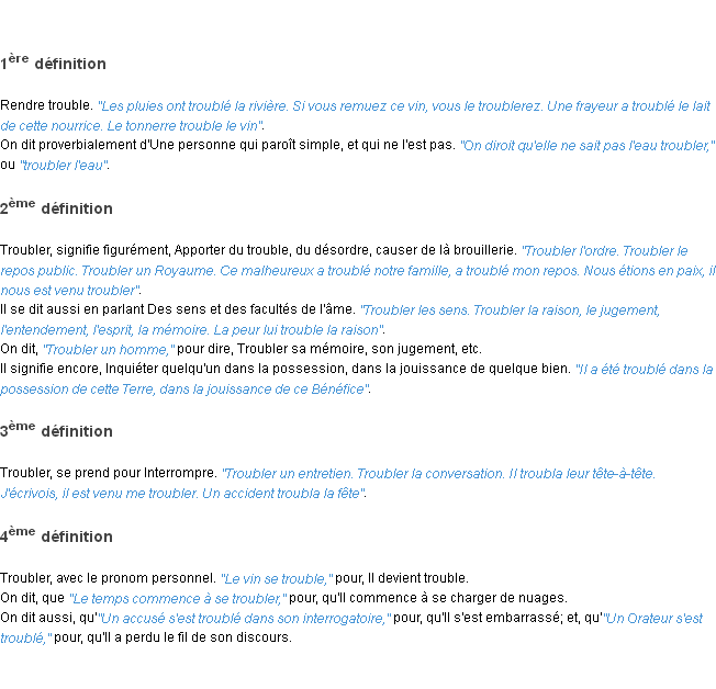 Définition troubler ACAD 1798