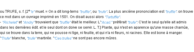 Définition truffe JF.Feraud