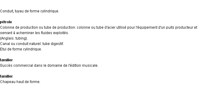 Définition tube