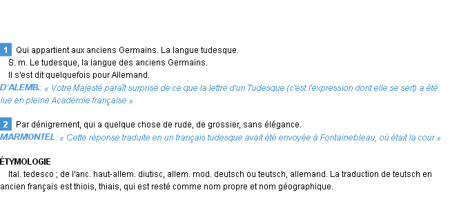 Définition tudesque Emile Littré