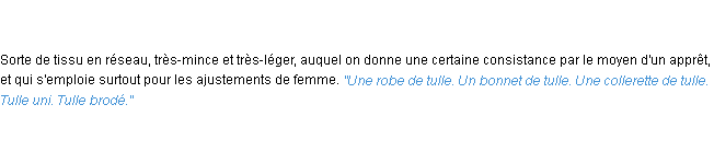 Définition tulle ACAD 1835