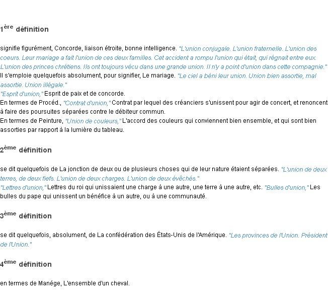 Définition union ACAD 1835