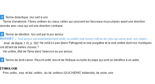 Définition unitif Emile Littré