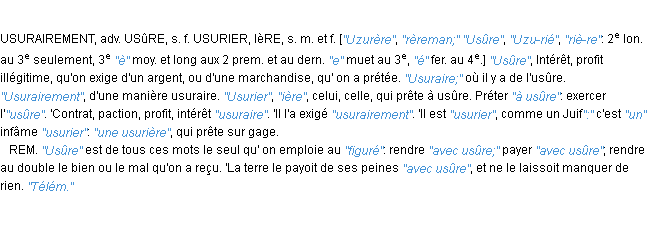 Définition usuraire JF.Feraud