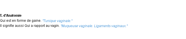 Définition vaginal ACAD 1932