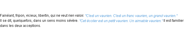 Définition vaurien ACAD 1835