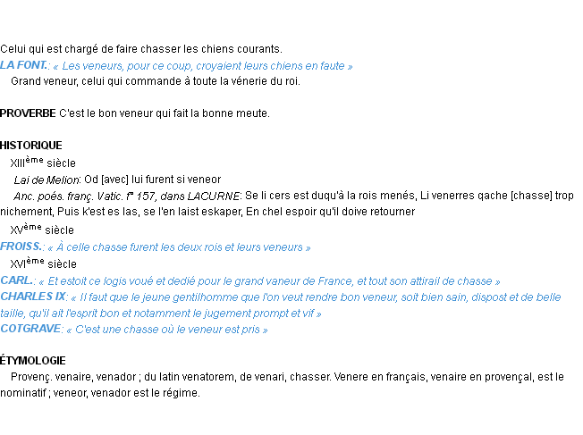 Définition veneur Emile Littré