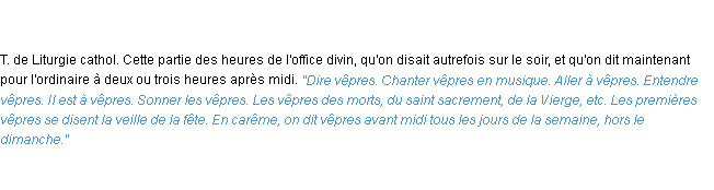 Définition vêpres ACAD 1835