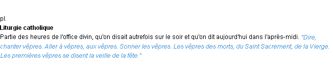 Définition vêpres ACAD 1932