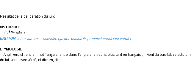 Définition verdict Emile Littré