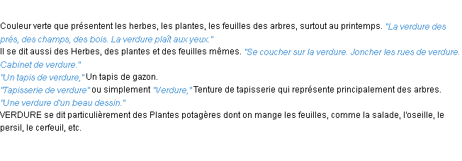 Définition verdure ACAD 1932